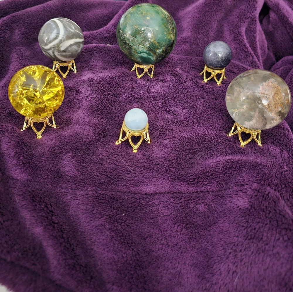 6, medium-small gold crown sphere holders, 1.8 mm in diameter, New! - Picture 4 of 7
